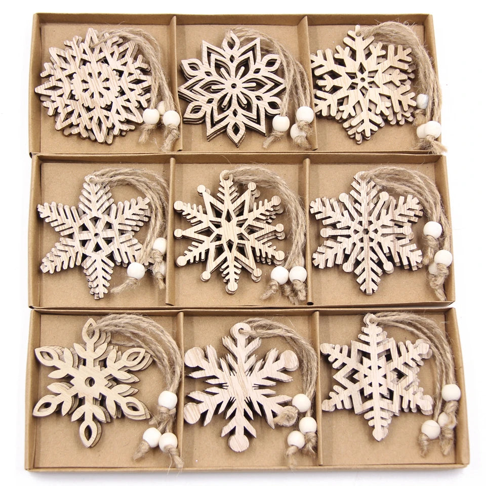 Hollow-Cut Snowflake Ornaments Set of 12, Christmas Tree Decorations in a Gift Box, Four Designs