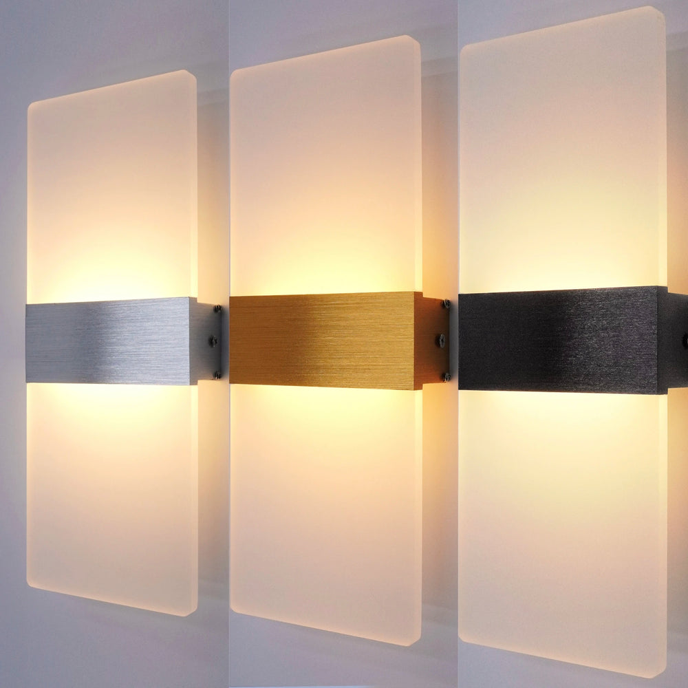 Minimalist LED Wall Lamp, 12 W Hardwired Aluminum Sconce for Bedroom, Living Room and Staircase, Warm White, Gold or Black
