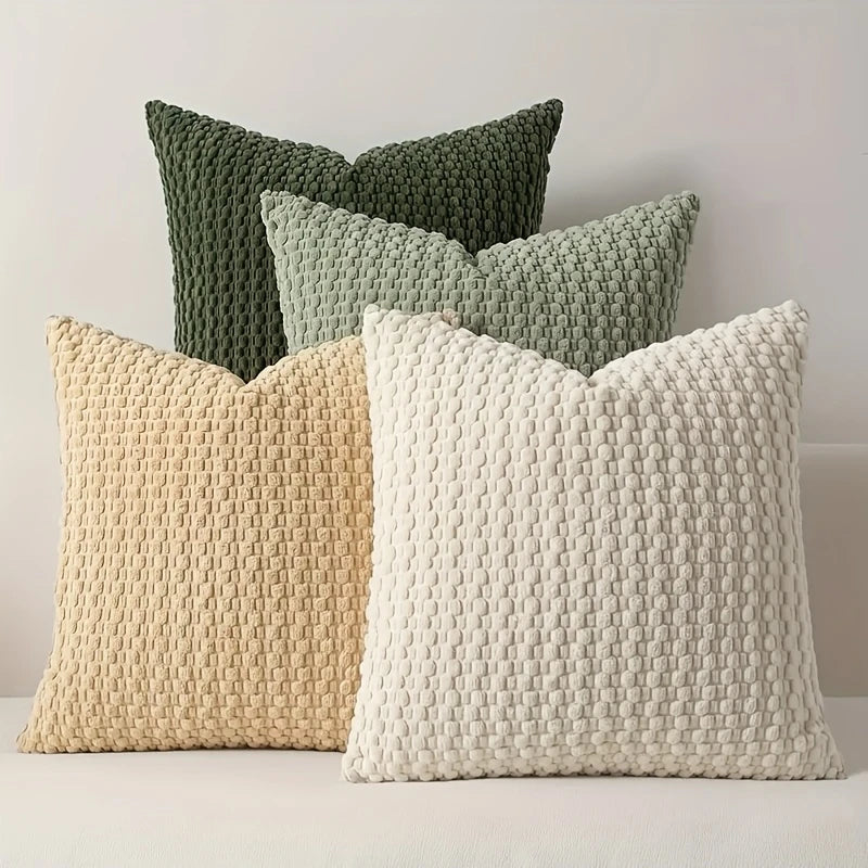 Textured Knit Throw Pillow Cover, Soft Cushion Case with Zipper for Sofa and Bed, Green, Sage Green, White or Beige