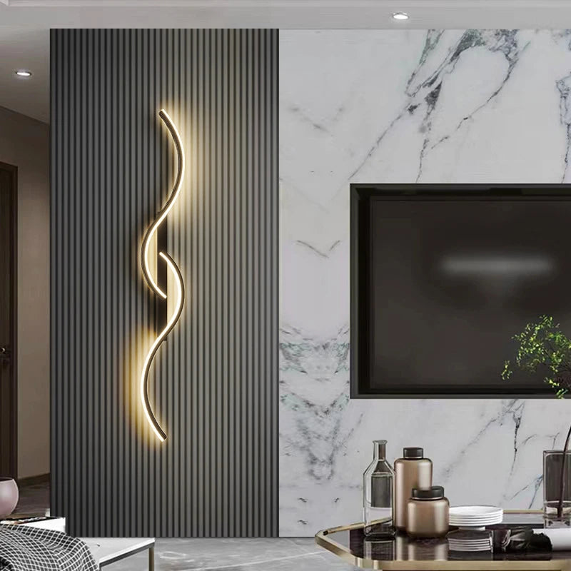Linear LED Wall Lamp, Minimalist Long Strip Sconce for Bedroom, Bedside and Living Room, Warm White, Gold or Black