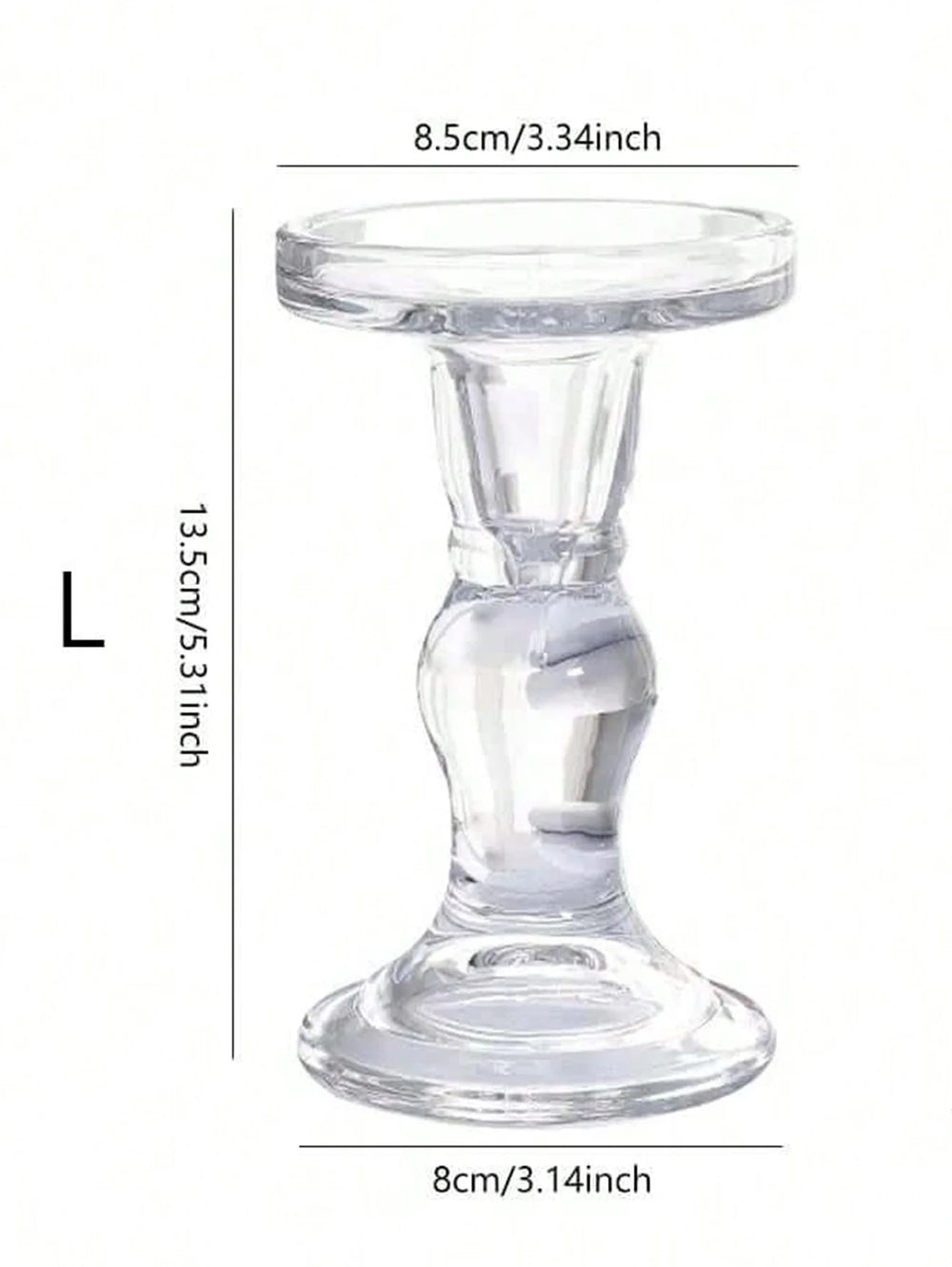 Clear Pillar Candle Holder, 13.5 cm Candle Stand with Round Base for Dining Table