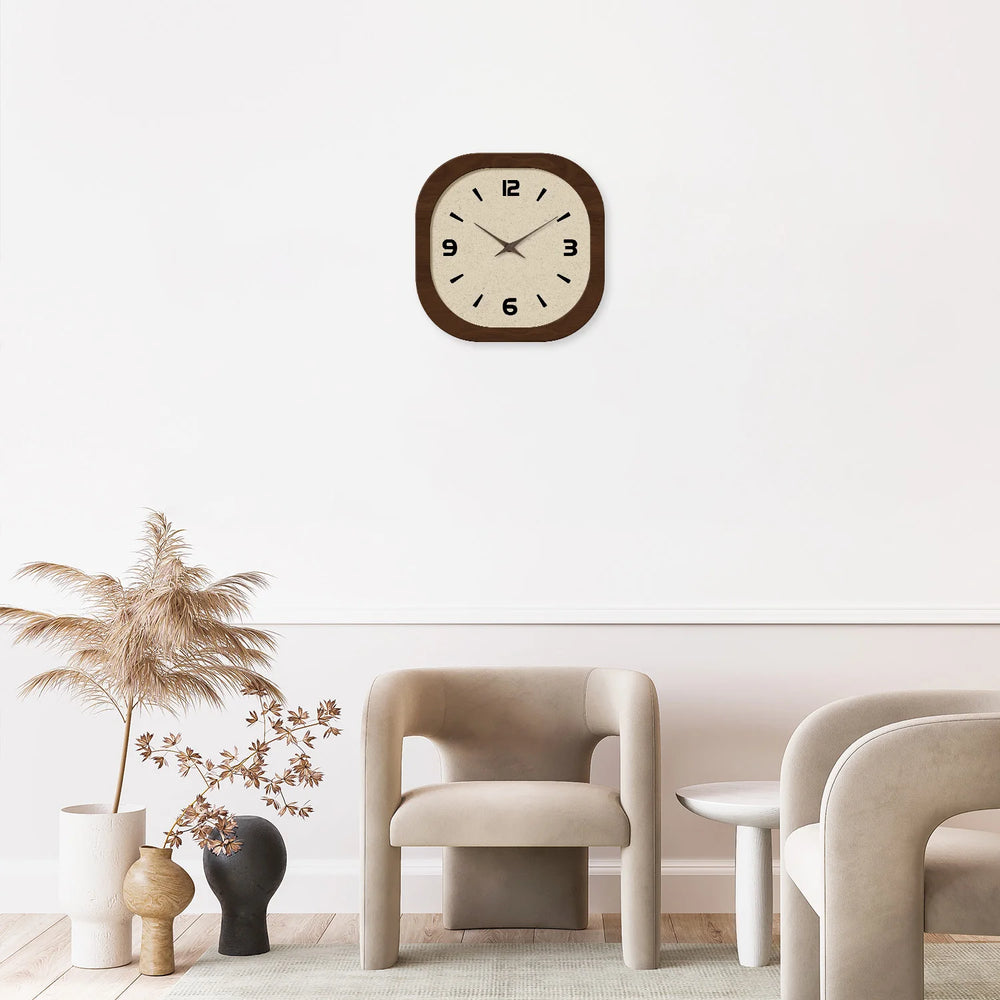 Retro Square Wall Clock, Silent Rounded Wall Clock for Living Room and Bedroom, 30 or 35 cm