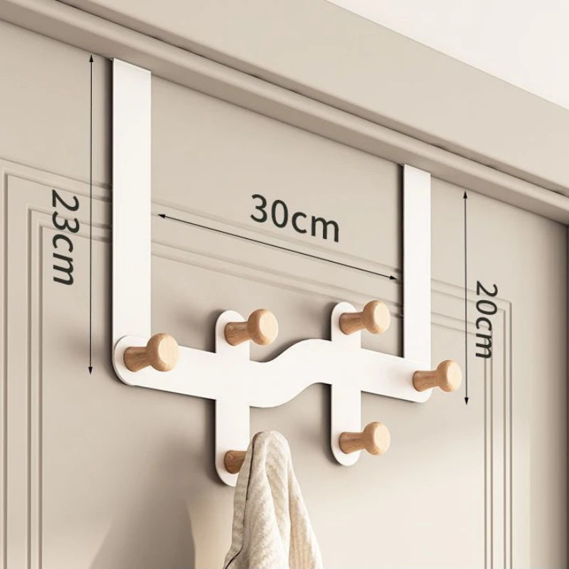 Wooden Over-the-Door Hooks, Door Hanger for Coats, Hats, Bags and Towels, Black or White, 6 or 8 Hooks