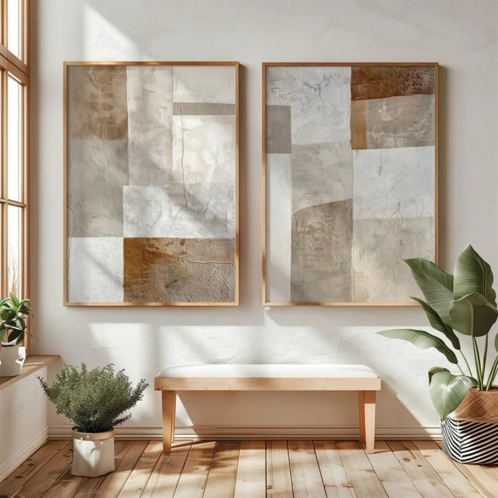 Wabi-Sabi Abstract Canvas Prints Set of 2, Japanese Neutral Wall Art for Bedroom and Living Room, 13 Designs, Unframed