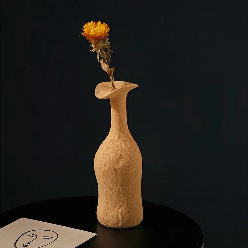 Small Ceramic Vase in Muted Tones, Nordic Bud Vase for Dried Flowers and Shelf Decor, Mustard, Plum, Grey Blue or White
