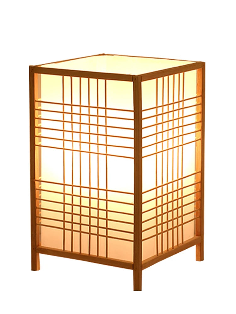 Woven Bamboo Table Lamp, Handmade Bedside and Desk Light for Bedroom, Living Room and Study, E27 Bulb Not Included, US or EU Plug