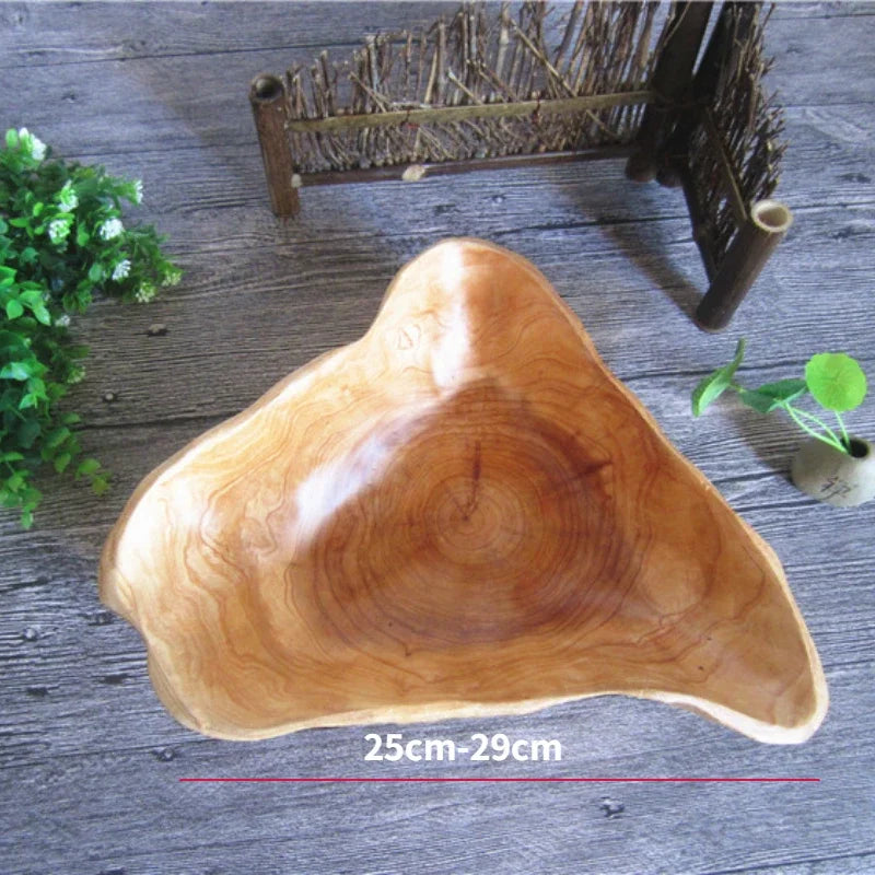 Handmade Wooden Fruit Bowl, Natural Wood Serving Bowl for Bread, Fruit and Snacks, Three Sizes