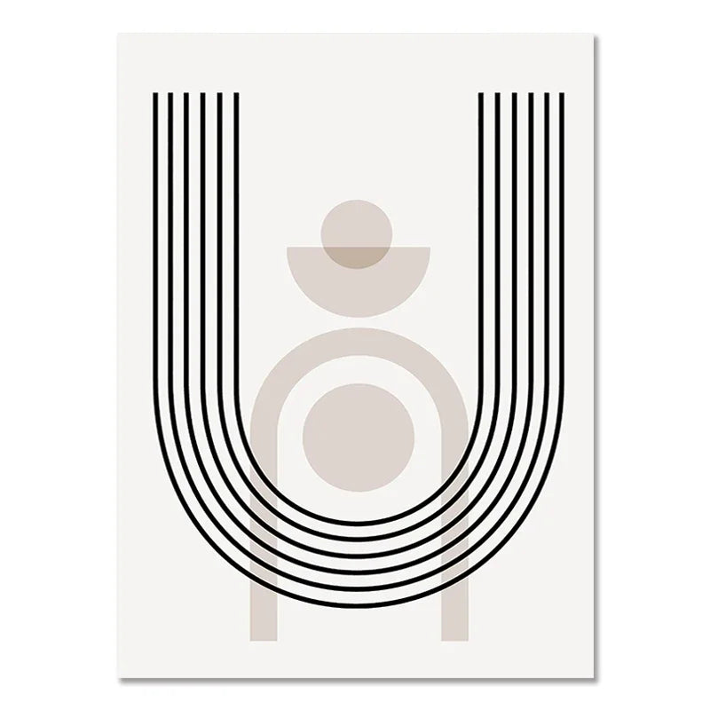 Abstract Boho Line Art Posters, Black and Beige Geometric Canvas Prints for Living Room and Bedroom, 7 Designs, Unframed