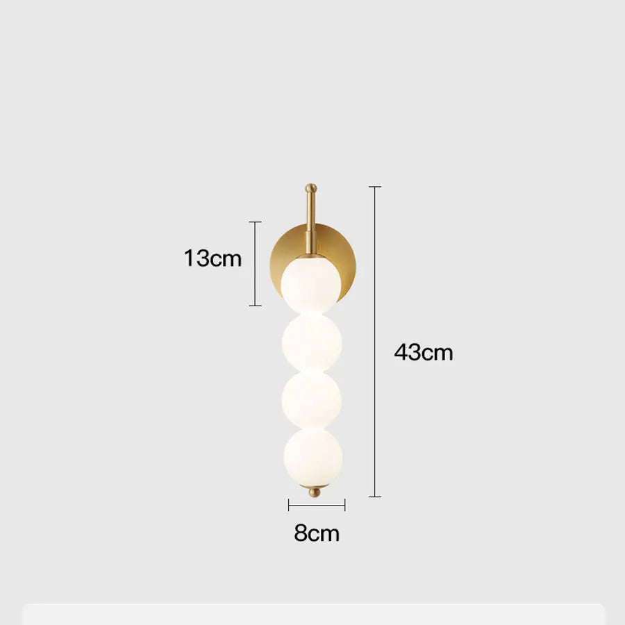 Stacked Globe Wall Lamp, Four-Ball Opal Sconce for Bedroom, Hallway and Living Room, Black or Copper