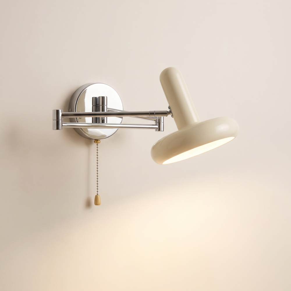 Swing Arm Wall Lamp, Adjustable Bedside Reading Light for Bedroom and Guest Room, With or Without Switch