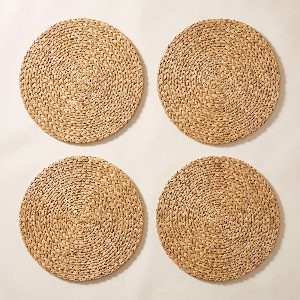 Woven Straw Placemat Set, Round Braided Rattan Table Mats for Dining Table, Set of 4, 8 or 12