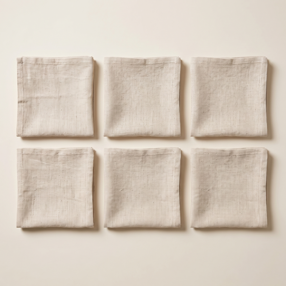Linen Cotton Napkins Set of 6, Natural Dinner Napkins for Dining Table and Everyday Meals