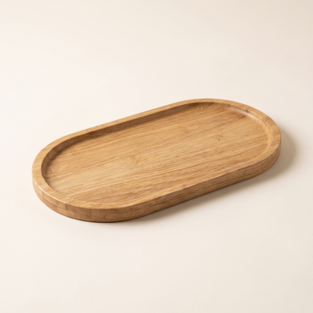 Solid Wood Dessert Plate, Japanese-Style Wooden Tray for Snacks, Dried Fruit and Tea, Oval, Round or Rectangle