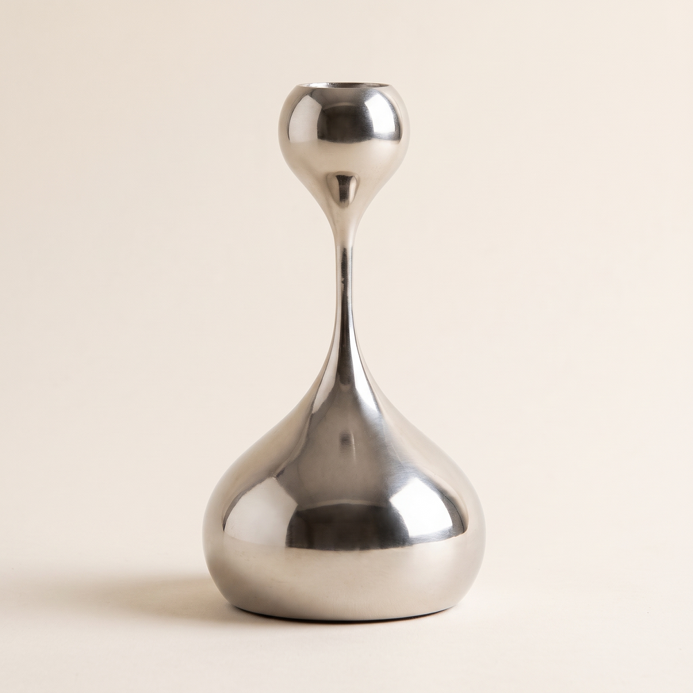 Silver Metal Candlestick Holder, Modern Taper Candle Stand for Dining Table, Wedding and Photography