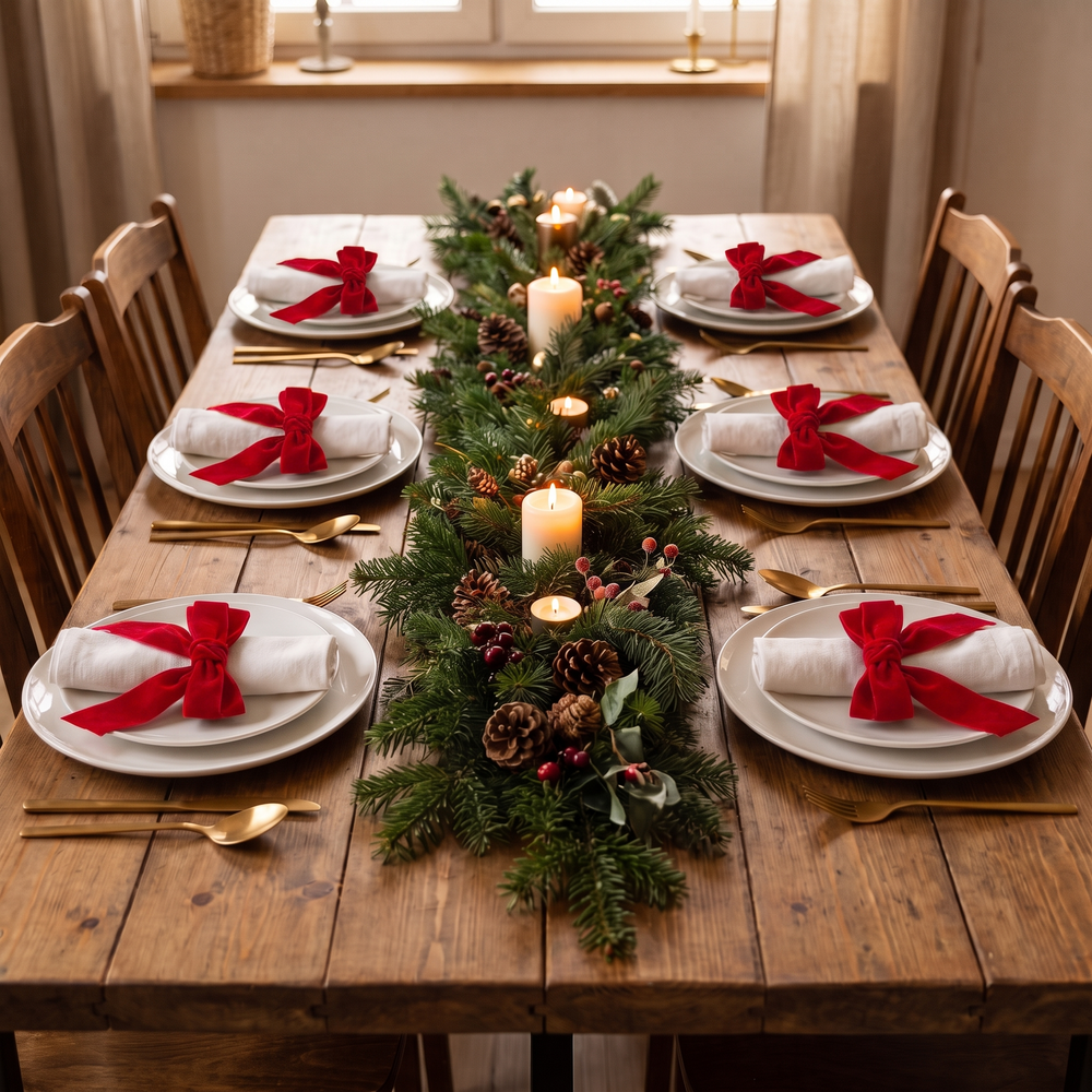 Bow Napkin Rings Set of 6, Christmas Napkin Holders for Holiday Dinner and Wedding Tables, Burgundy, Red or Green