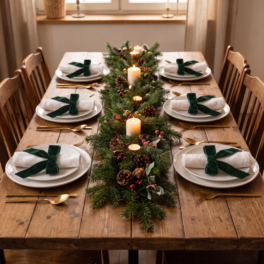 Bow Napkin Rings Set of 6, Christmas Napkin Holders for Holiday Dinner and Wedding Tables, Burgundy, Red or Green