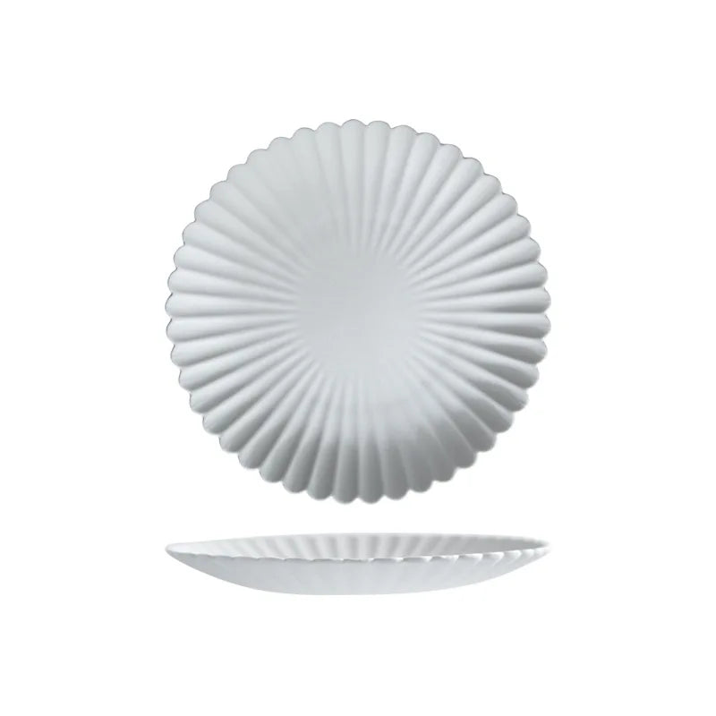 Chrysanthemum Ceramic Plate, Frosted Flower-Shaped Dessert and Serving Plate, Bowls and Plates in Four Sizes