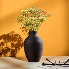 Ribbed Ceramic Vase, Textured Flower Vase for Living Room and Dining Table, Copper, White, Black or Marble