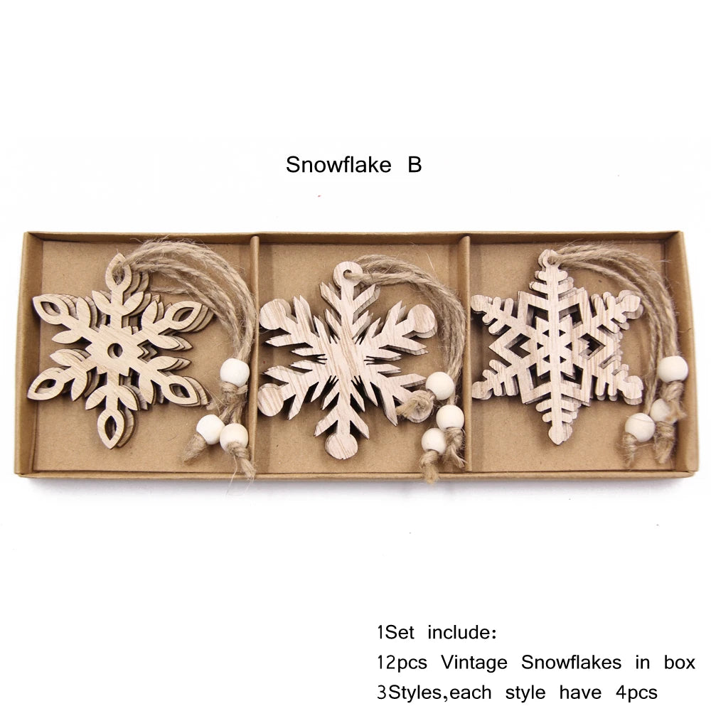 Hollow-Cut Snowflake Ornaments Set of 12, Christmas Tree Decorations in a Gift Box, Four Designs