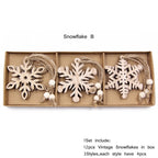 Hollow-Cut Snowflake Ornaments Set of 12, Christmas Tree Decorations in a Gift Box, Four Designs