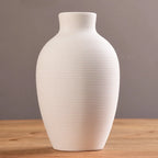 Ribbed Ceramic Vase, Textured Flower Vase for Living Room and Dining Table, Copper, White, Black or Marble
