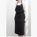 Japanese-Style Linen Cotton Apron, Simple Kitchen and Studio Apron for Cooking, Baking and Crafts, Beige, Charcoal, Black or Olive Green
