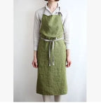 Japanese-Style Linen Cotton Apron, Simple Kitchen and Studio Apron for Cooking, Baking and Crafts, Beige, Charcoal, Black or Olive Green