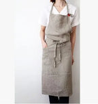 Japanese-Style Linen Cotton Apron, Simple Kitchen and Studio Apron for Cooking, Baking and Crafts, Beige, Charcoal, Black or Olive Green