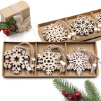Hollow-Cut Snowflake Ornaments Set of 12, Christmas Tree Decorations in a Gift Box, Four Designs