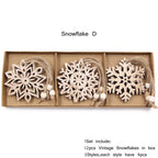 Hollow-Cut Snowflake Ornaments Set of 12, Christmas Tree Decorations in a Gift Box, Four Designs