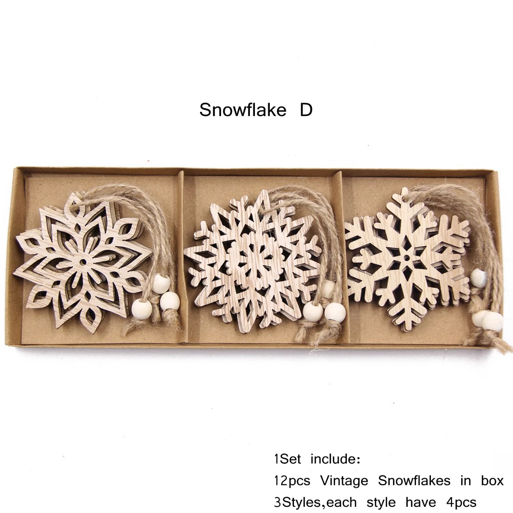 Hollow-Cut Snowflake Ornaments Set of 12, Christmas Tree Decorations in a Gift Box, Four Designs