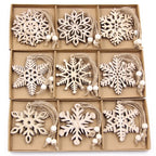 Hollow-Cut Snowflake Ornaments Set of 12, Christmas Tree Decorations in a Gift Box, Four Designs