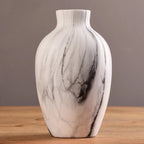 Ribbed Ceramic Vase, Textured Flower Vase for Living Room and Dining Table, Copper, White, Black or Marble