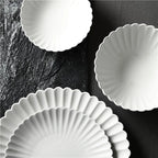 Chrysanthemum Ceramic Plate, Frosted Flower-Shaped Dessert and Serving Plate, Bowls and Plates in Four Sizes