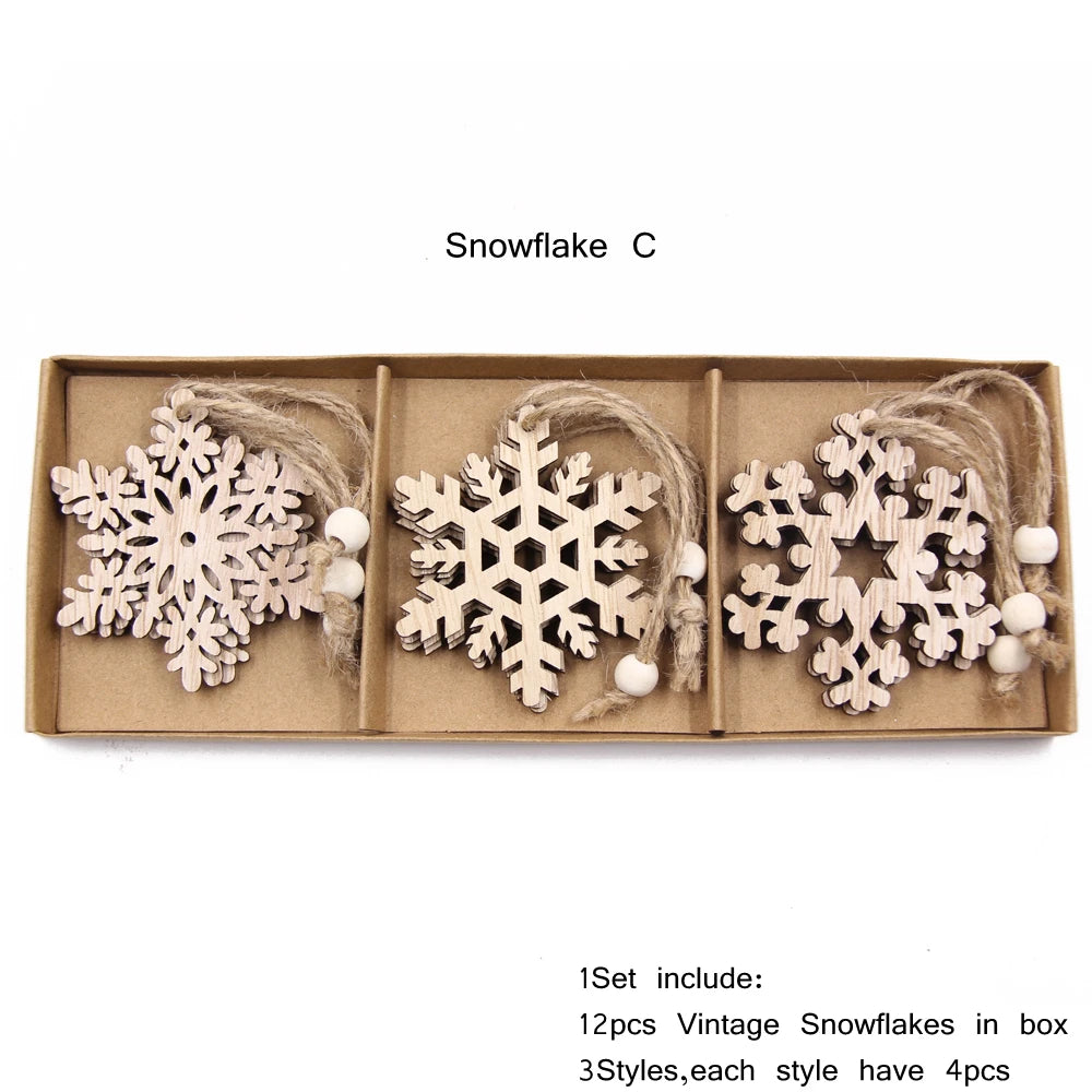 Hollow-Cut Snowflake Ornaments Set of 12, Christmas Tree Decorations in a Gift Box, Four Designs