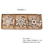 Hollow-Cut Snowflake Ornaments Set of 12, Christmas Tree Decorations in a Gift Box, Four Designs