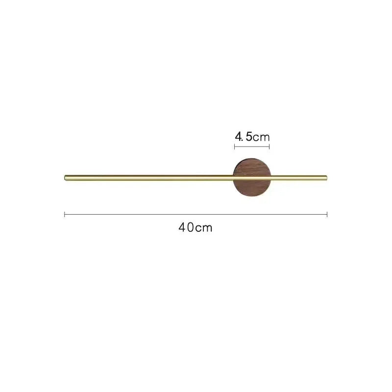 Walnut and Gold Towel Bar, Minimalist Wall-Mounted Towel Hanger for Bathroom and Kitchen, 40 or 50 cm