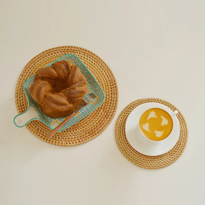 Handwoven Rattan Coasters, product photo 5