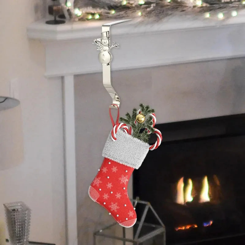 Christmas Stocking Holder Hook, Metal Mantel Hanger for Stockings, Snowflake, Reindeer, Tree or Snowman