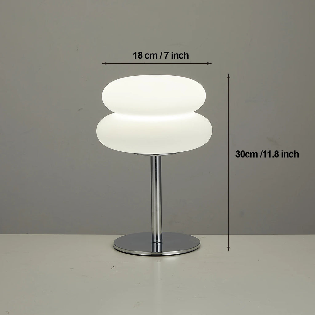 Bauhaus Mushroom Table Lamp, Dimmable Layered Bedside Light with Chrome Stand for Bedroom and Living Room, White or Orange
