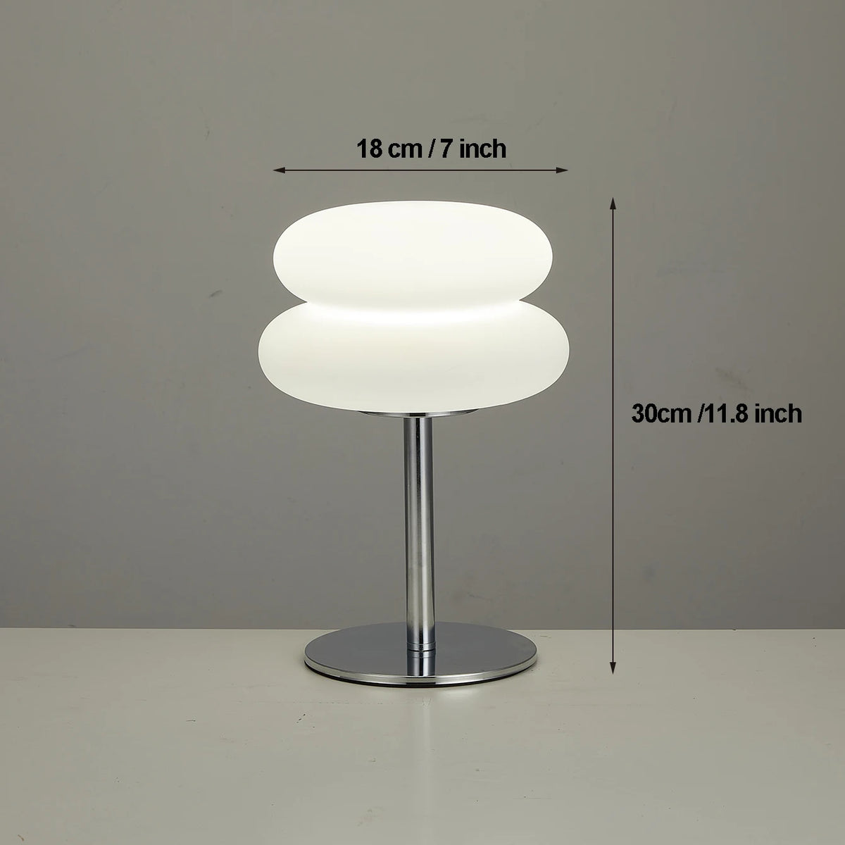 Bauhaus Mushroom Table Lamp, Dimmable Layered Bedside Light with Chrome Stand for Bedroom and Living Room, White or Orange