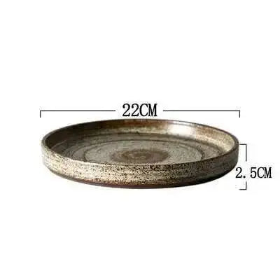 Retro Handmade Stoneware Tableware, Japanese-Style Bowls and Plates for Rice, Soup and Salad, Bowls, Sauce Dish or Plate