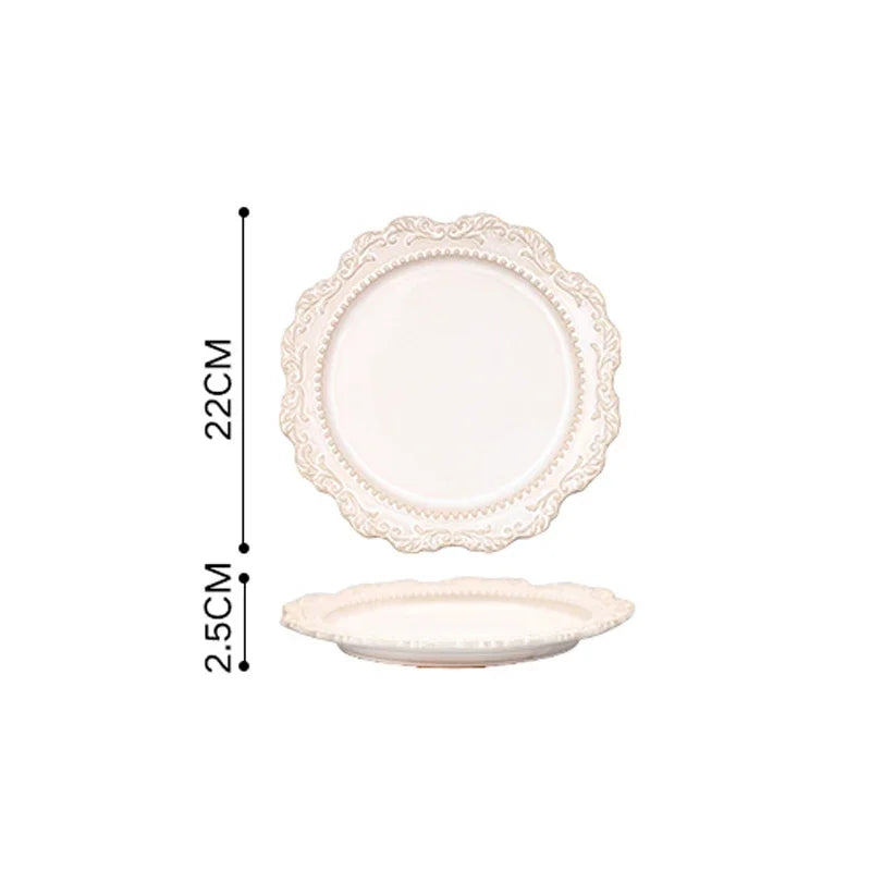 Vintage Embossed Ceramic Plate, Relief Pattern Dinner and Dessert Plate, Plates, Bowl or Oval Platter