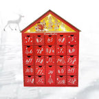 Wooden Advent Calendar House with 24 Drawers, Refillable Christmas Countdown for Mantel, Shelf and Kids’ Rooms, Red or Natural White