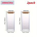 Glass Food Storage Jars with Wood-Tone Lids, Square Kitchen Canisters for Pasta, Grains and Snacks, Set of 2 or 4