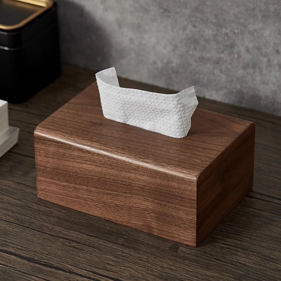 Walnut Wood Tissue Box, product photo 3