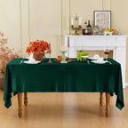 Green Velvet Christmas Tablecloth, Rectangular Holiday Table Cover for Dining Table and Parties, Four Sizes