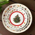 Christmas Tree Ceramic Plate, Holiday Dinner and Dessert Plate for Christmas Table, Three Sizes