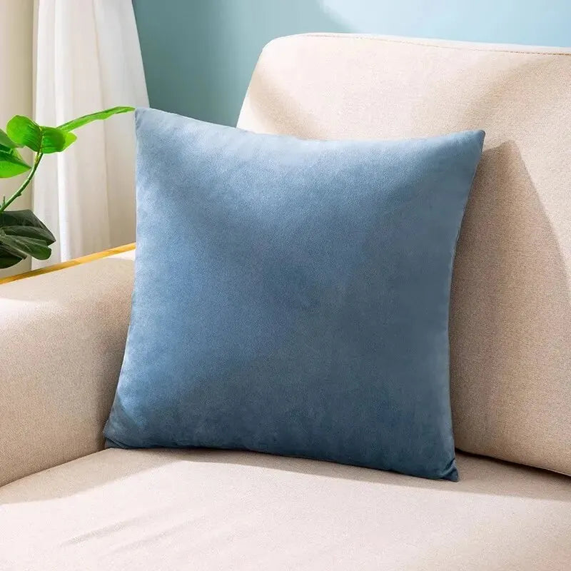 Velvet Pillow Cover, 45 x 45 cm Soft Square Throw Pillow Case for Sofa and Bed, Dusty Blue or Coral