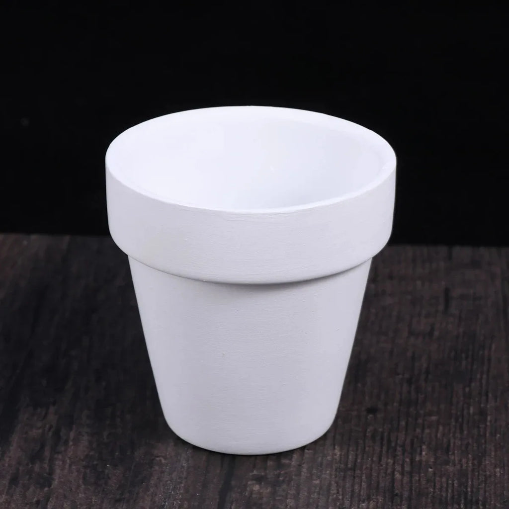 White Terracotta Pots Set of 6, 8 cm Small Planters with Drainage Holes for Succulents and Herbs